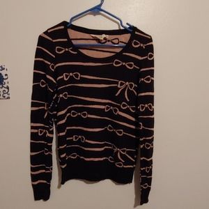 HWR Monogram brand black tan bow sweater